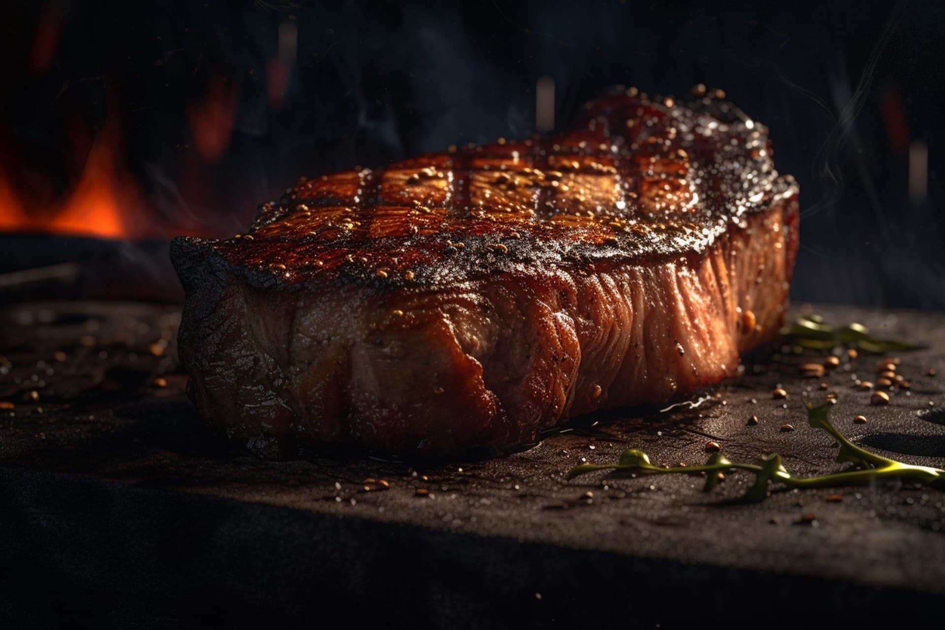 Sizzling steak with fire at Stampede Bar and Grill — the best steakhouse restaurant in Papakura